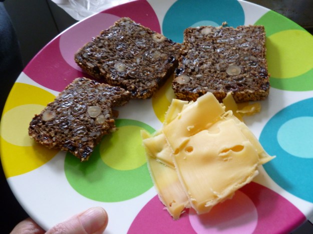 Bread with shaved cheese