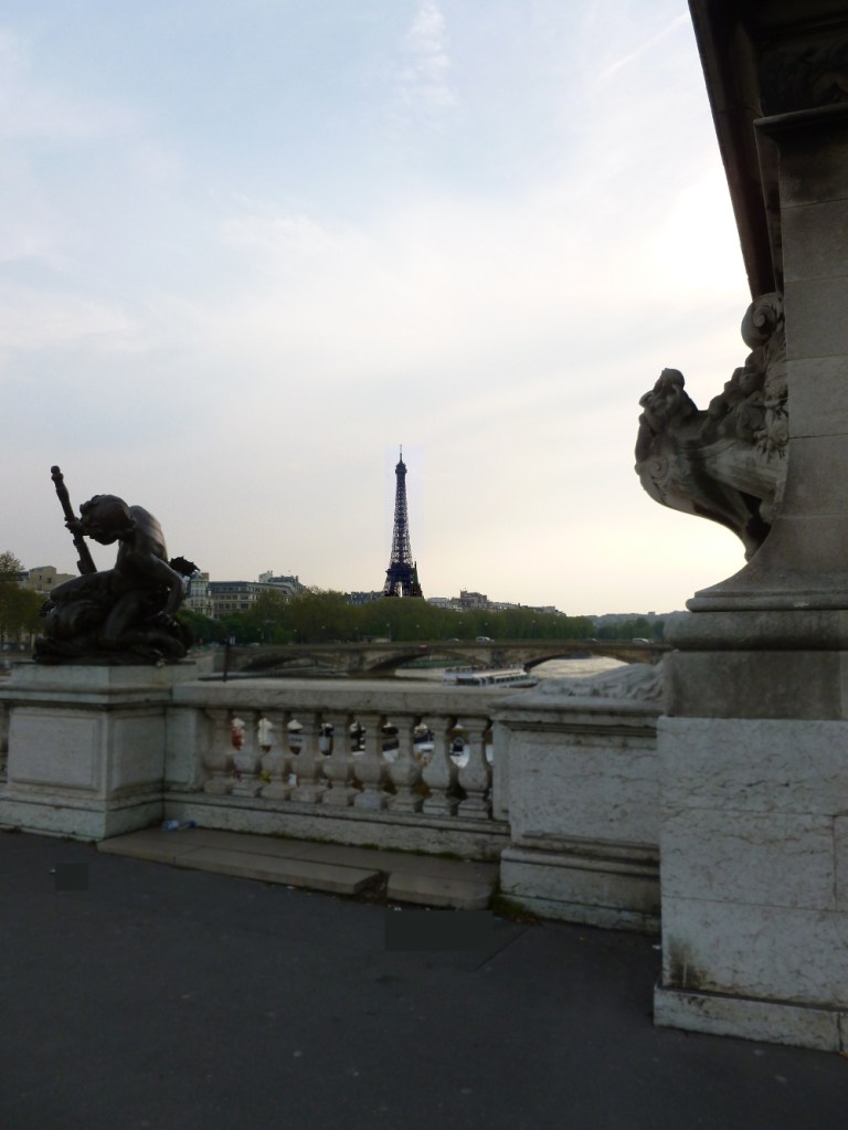 Pont Alexandre III with Eiffel and no litter blurred foreground