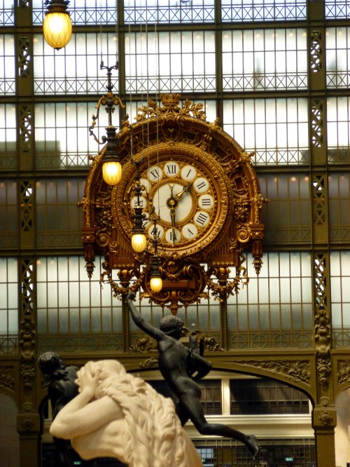 The clock inside the D'Orsay Museum, preserved from its days as a train station.