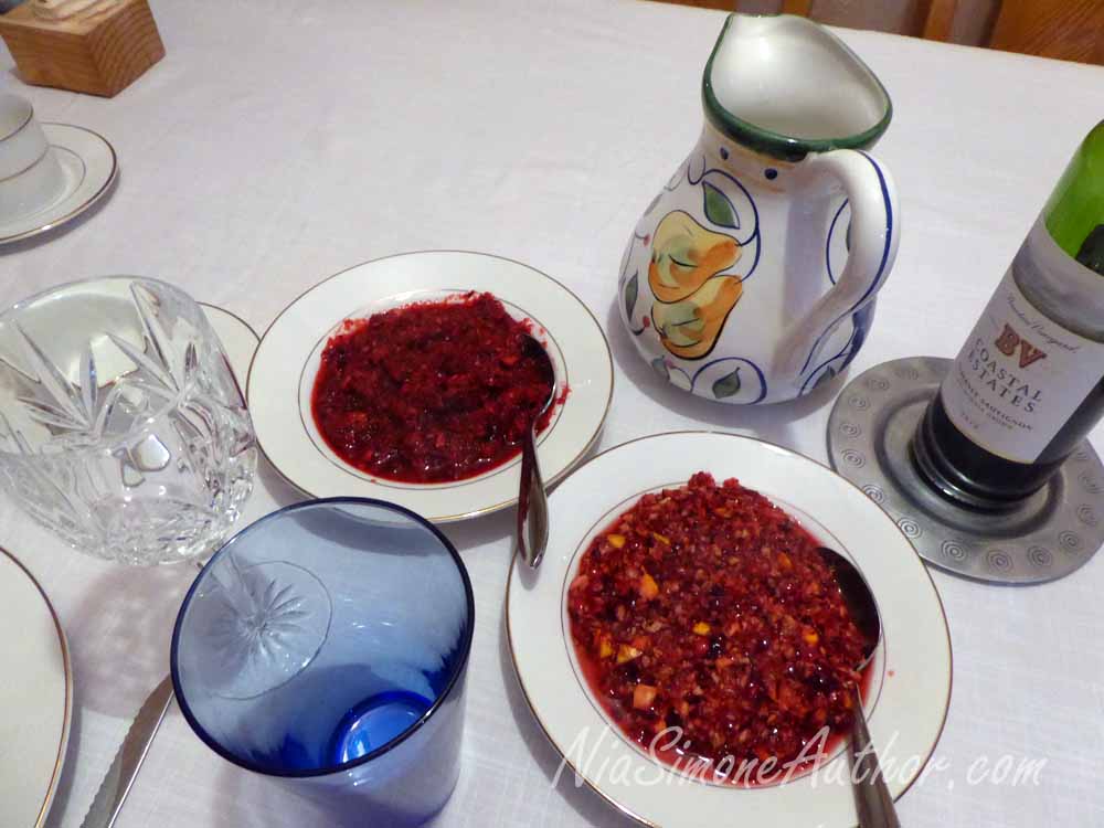 Fresh Cranberry Relish, on with oranges, one with ginger and lemon zest 