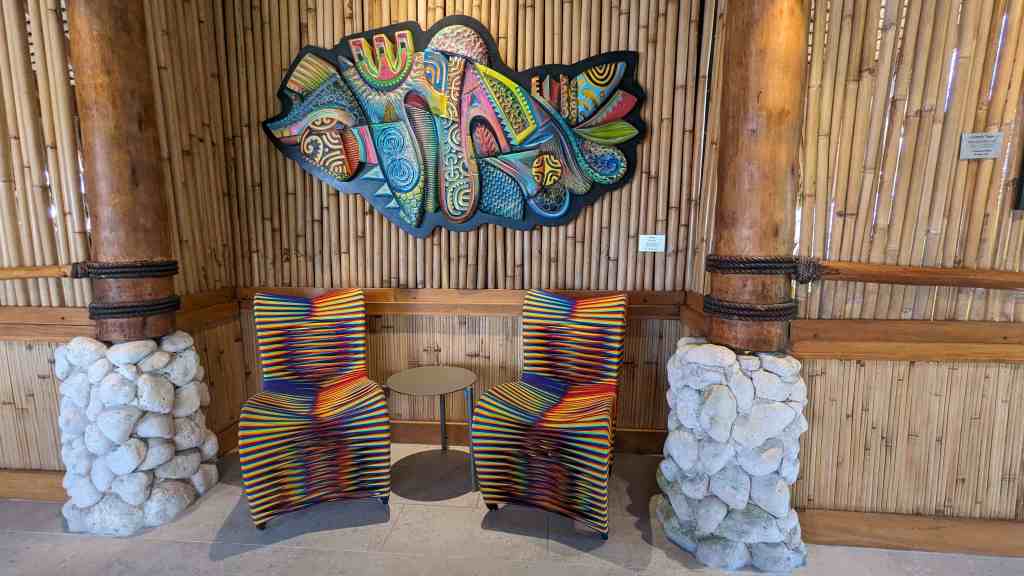 Chair made of bright ribbons